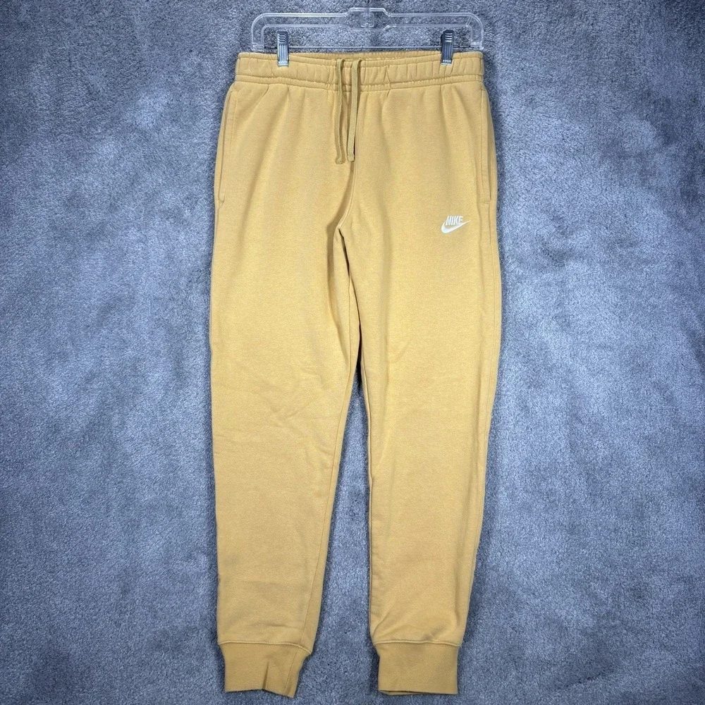 Nike‎ Sportswear Club Fleece Sweatpants Mens Mustard Yellow Joggers Athletic Gym